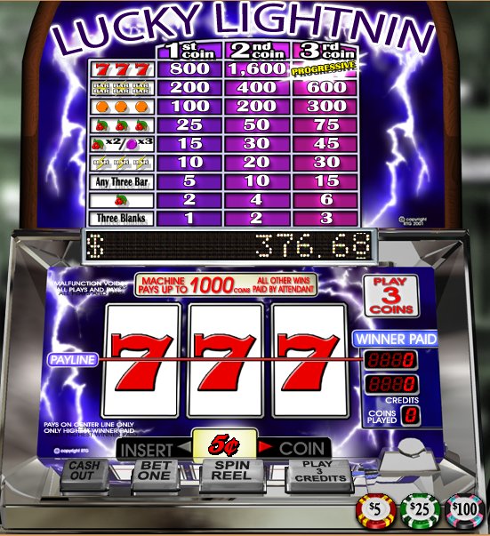 Lucky Lightnin - $10 No Deposit Casino Bonus